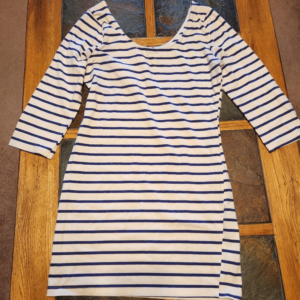 Navy and white striped dress